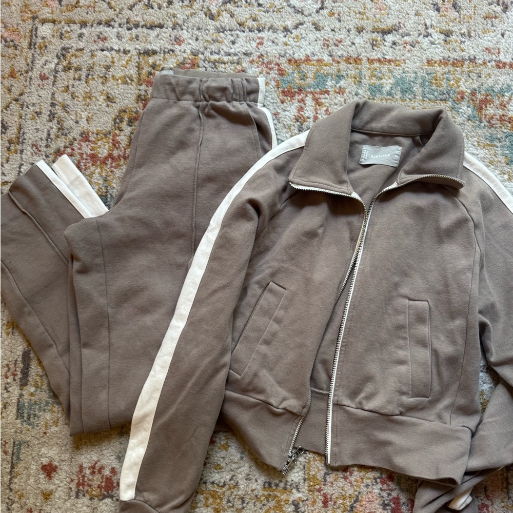 Everlane Tan Zip-Up Jacket and Pants set